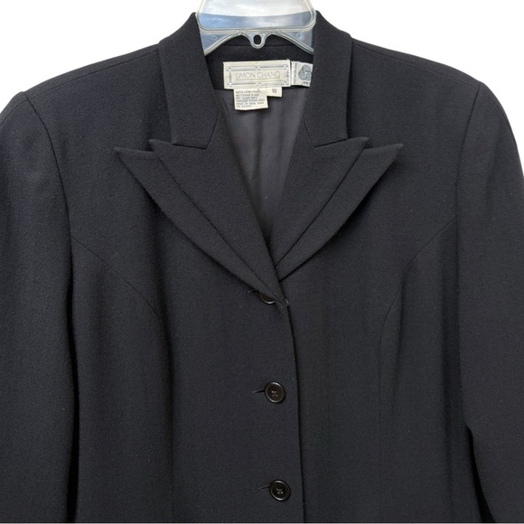 SOLD Vintage 90s Wool Overcoat Women’s Size 10 Black Lined Simon Chang - Picture 4 of 10